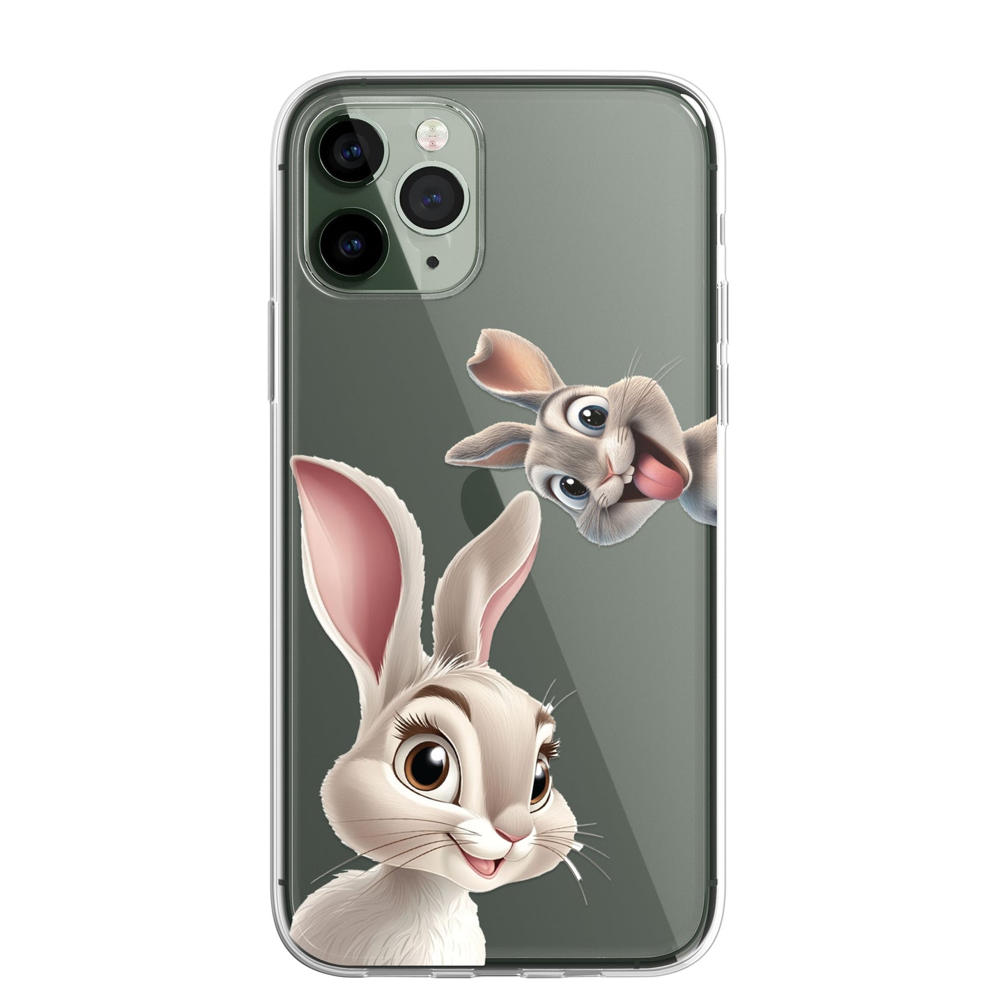 Rabbit Custom Cartoon Phone Case Personalised CLEAR Cute Family Splatter Phone Cover Case for iPhone 16 15 14 13 12 11