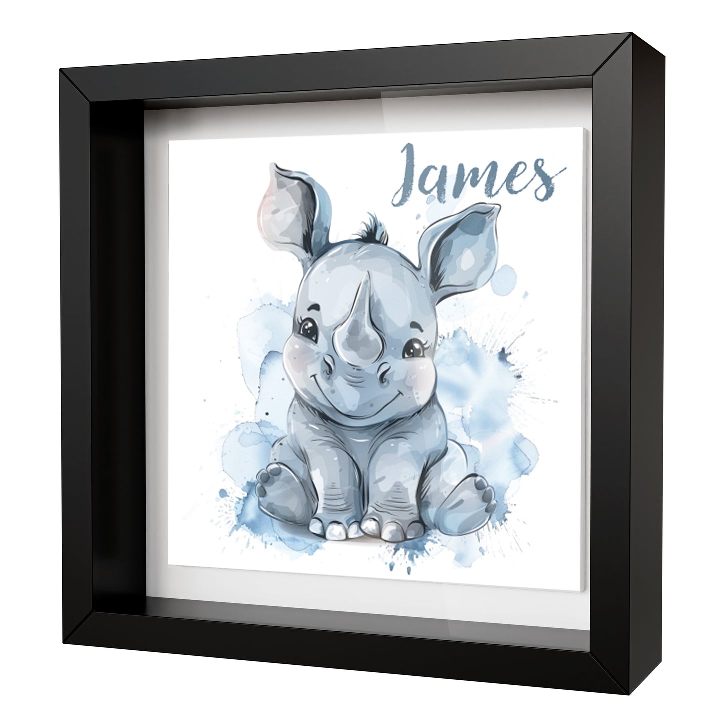 Personalised Baby Rhino Artwork - Framed CERAMIC TILE Print