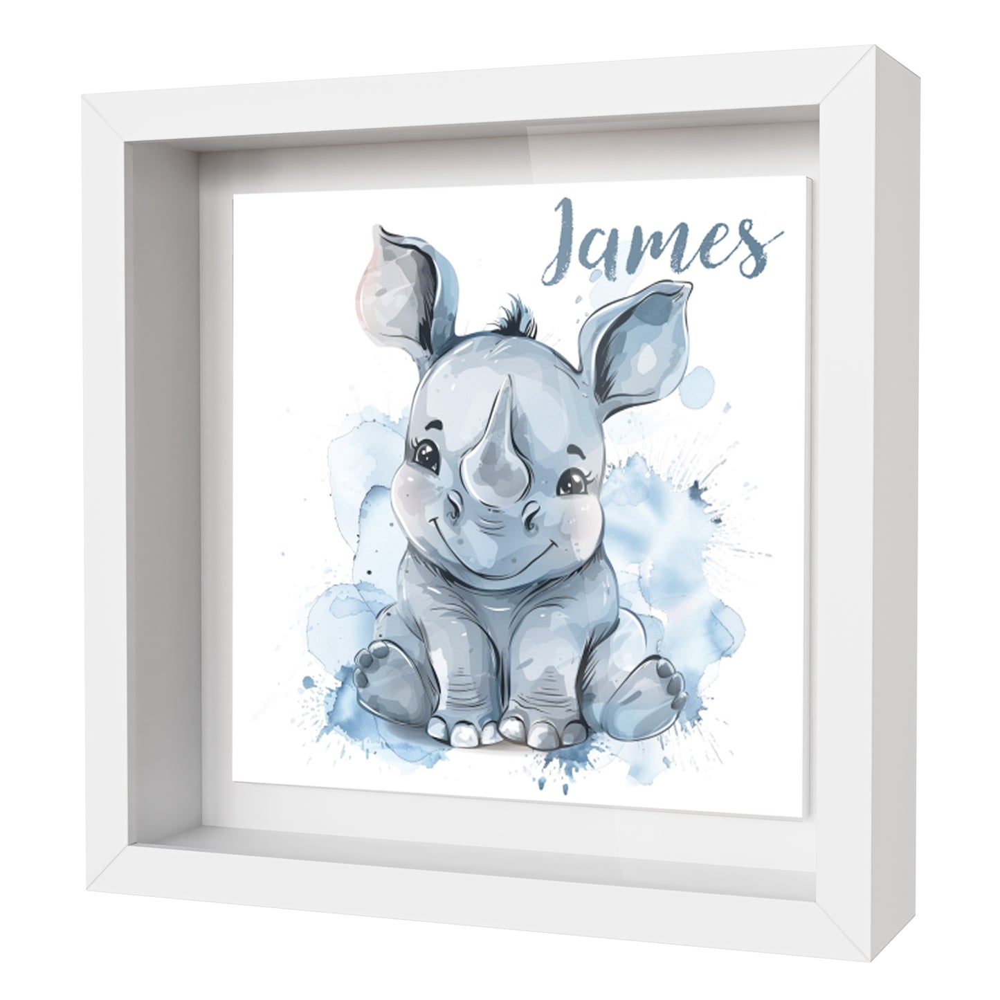 Personalised Baby Rhino Artwork - Framed CERAMIC TILE Print