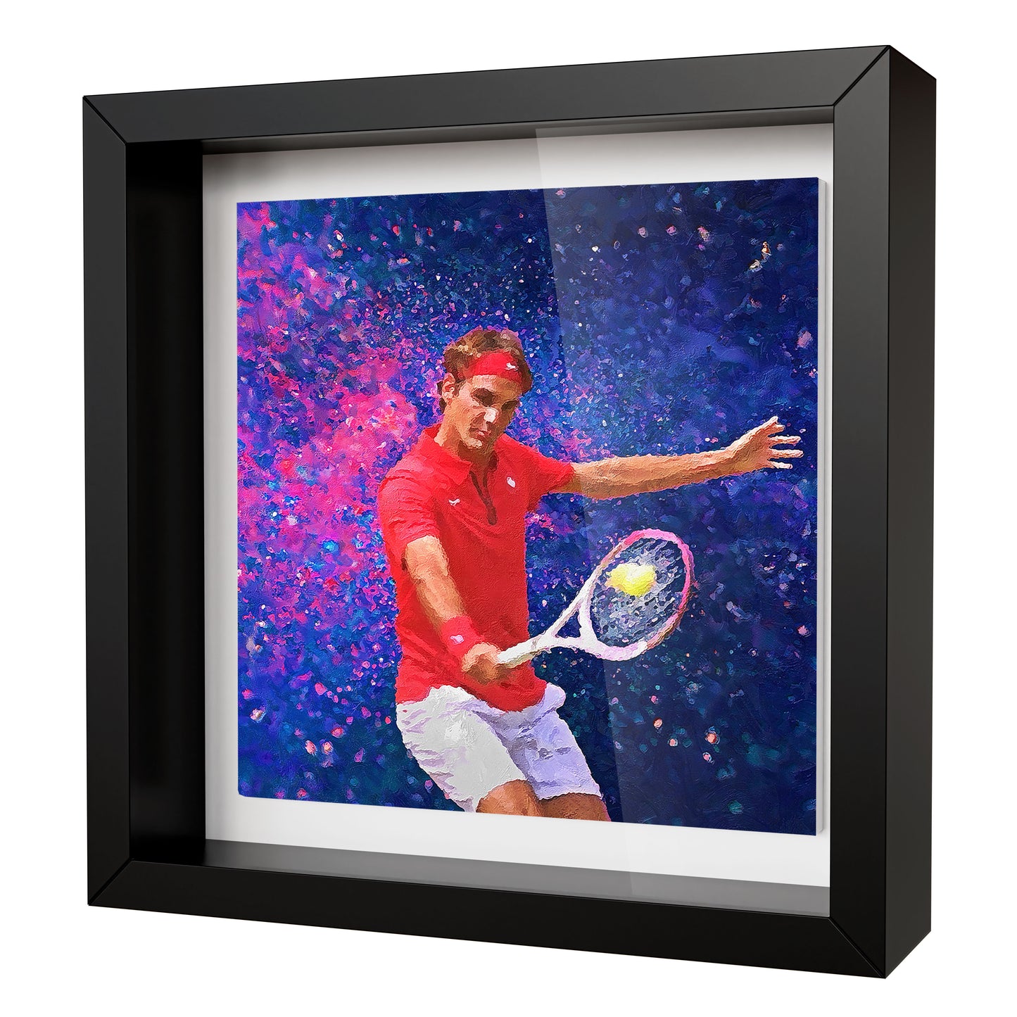 Roger Federer Tennis Portrait Oil Style Artwork - Framed CERAMIC TILE Art