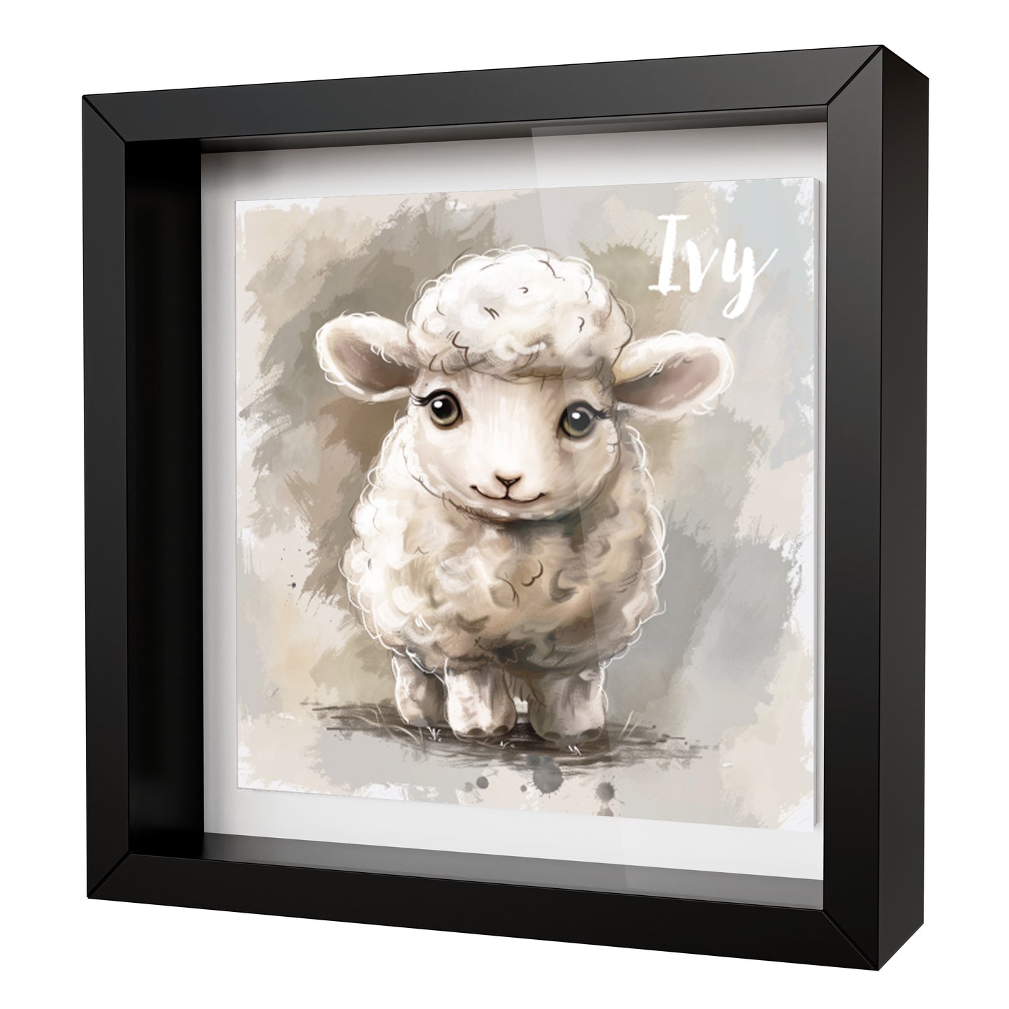 Personalised Baby Sheep Artwork - Framed CERAMIC TILE Print