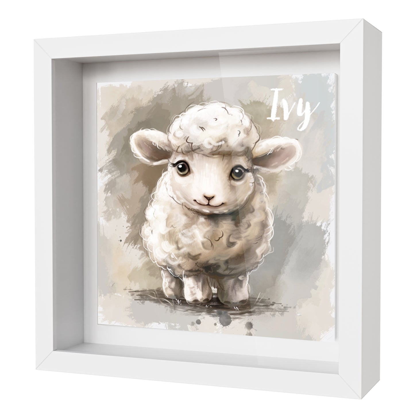 Personalised Baby Sheep Artwork - Framed CERAMIC TILE Print