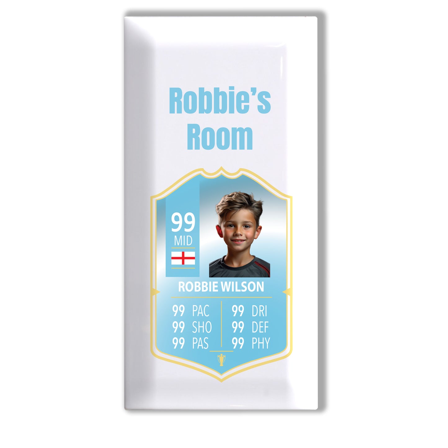 Personalised Premium Ceramic Children's Football Door Plaque - FIFA Card Style Football Gift TOTS Ultimate Team EA FC 24