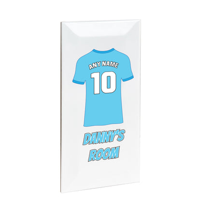 Personalised Premium Ceramic Children's Football Door Plaque - Premier Championship Football Team Shirt Style
