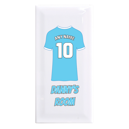 Personalised Premium Ceramic Children's Football Door Plaque - Premier Championship Football Team Shirt Style