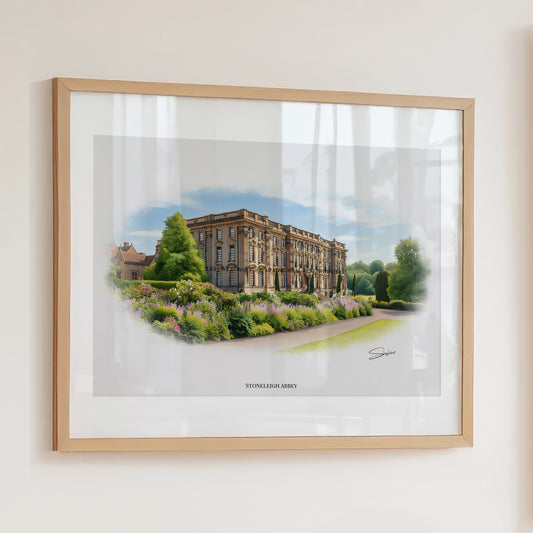 Kenilworth, Warwickshire Local Landmark Print - Stoneleigh Abbey Kenilworth by Simon Lambert. Framed or Unframed Print Various Sizes
