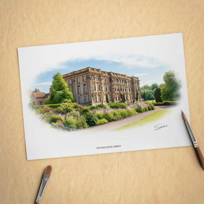 Kenilworth, Warwickshire Local Landmark Print - Stoneleigh Abbey Kenilworth by Simon Lambert. Framed or Unframed Print Various Sizes