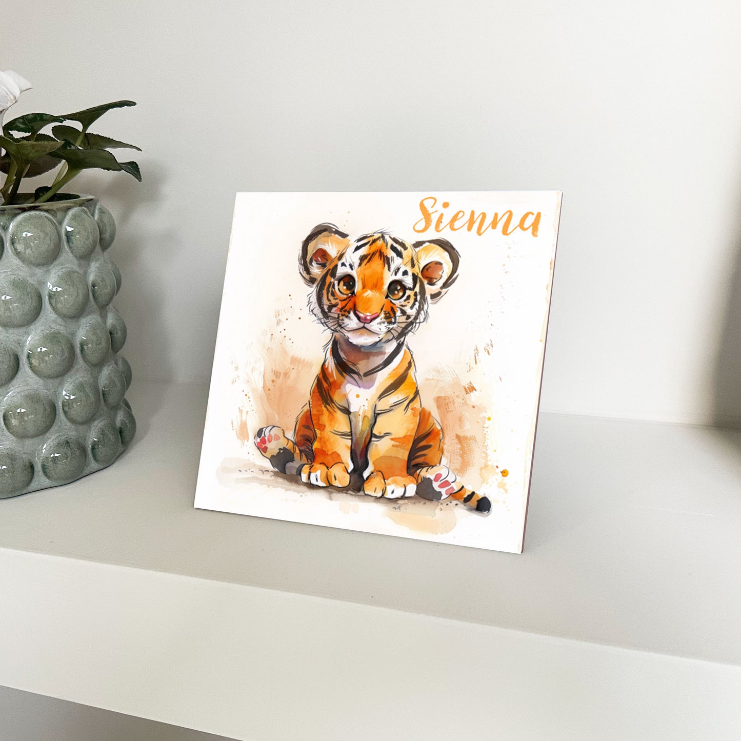 Personalised Tiger Animal Artwork - Framed CERAMIC TILE Print