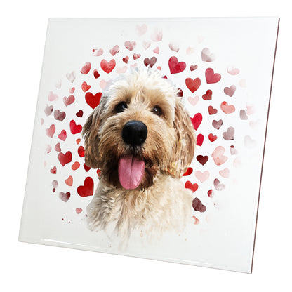 Personalised Pet Portrait Watercolour Style Artwork on Mounted Ceramic Tile