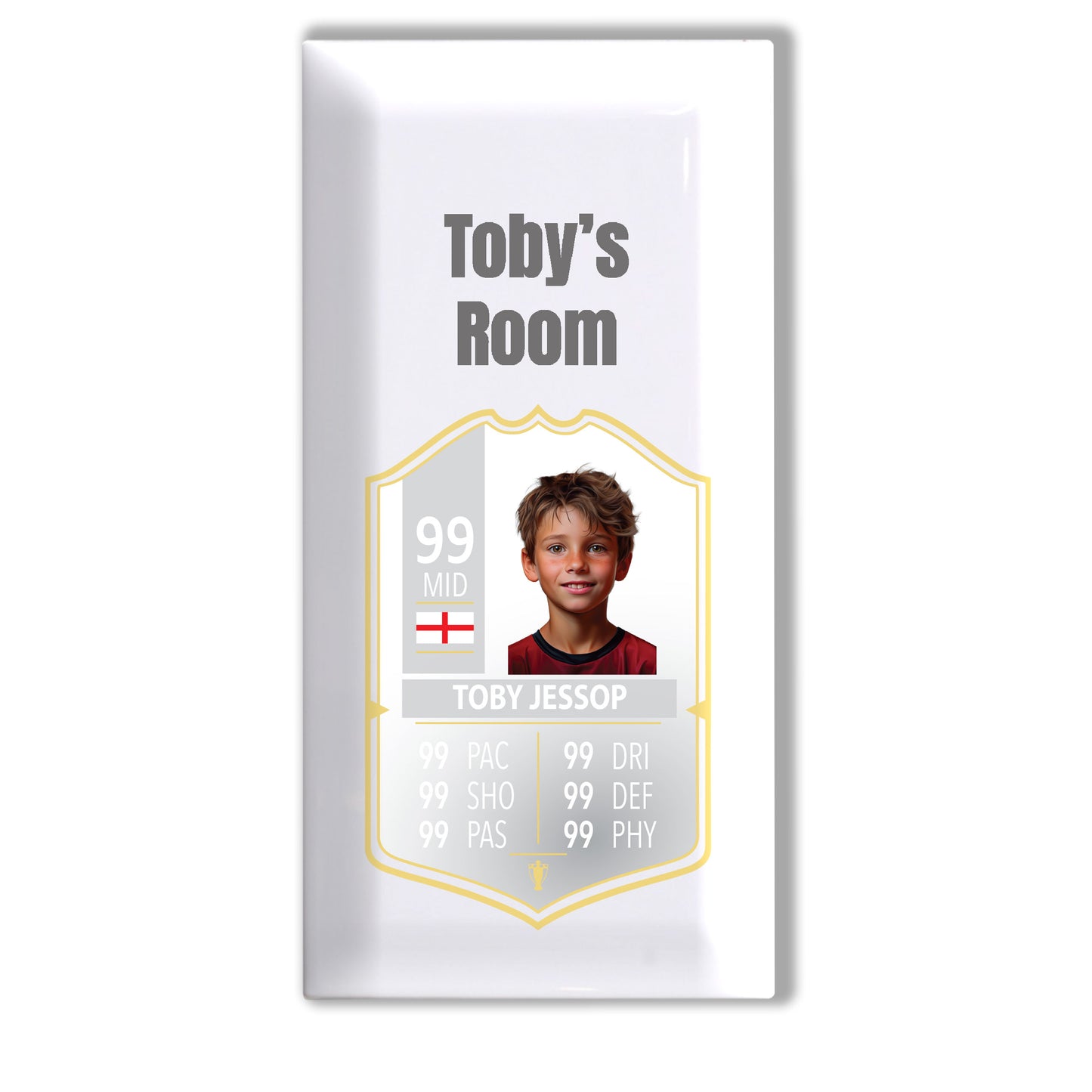 Personalised Premium Ceramic Children's Football Door Plaque - FIFA Card Style Football Gift TOTS Ultimate Team EA FC 24