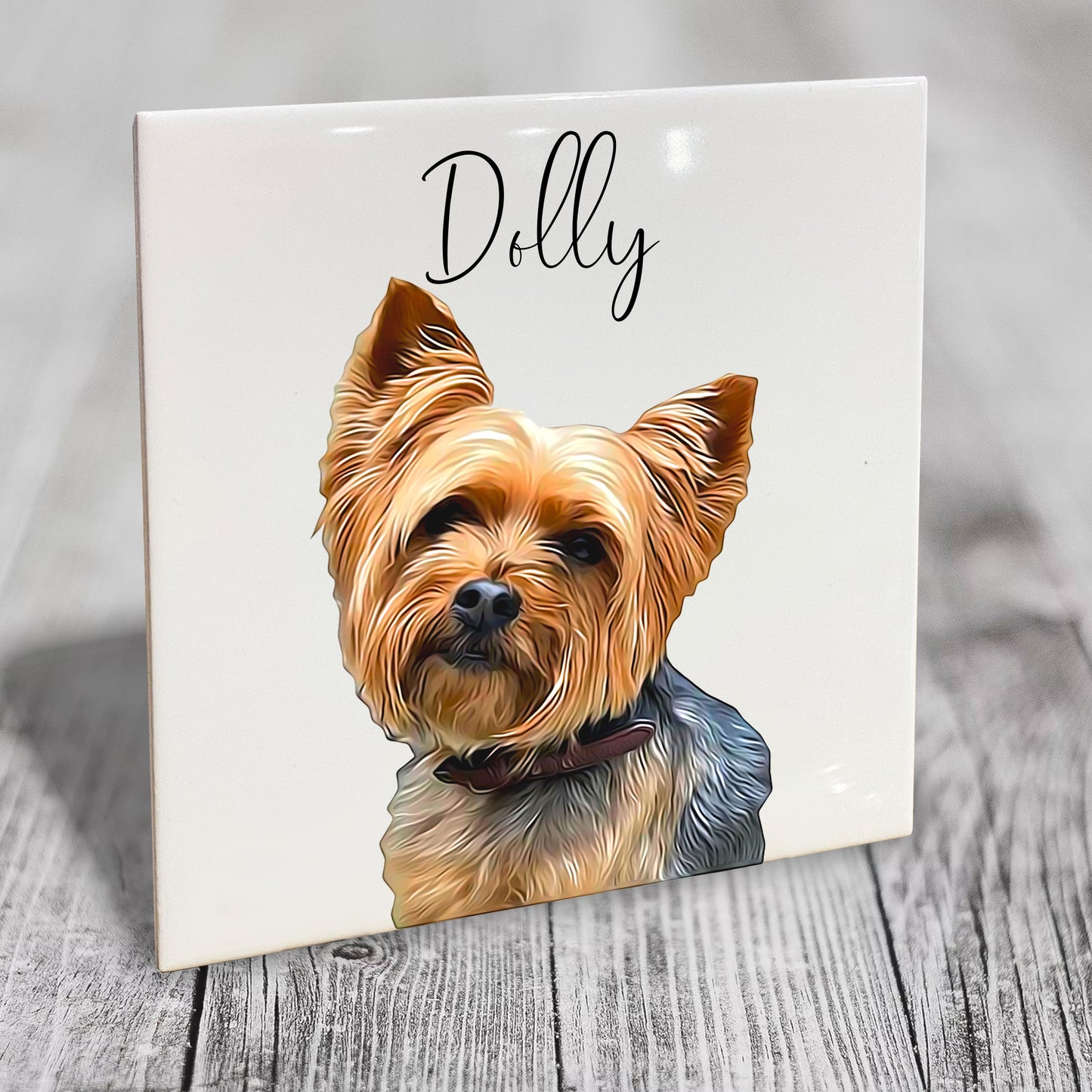 Personalised Pet Portrait on Mounted Tile - Brush Custom Photo Print Dog Cat