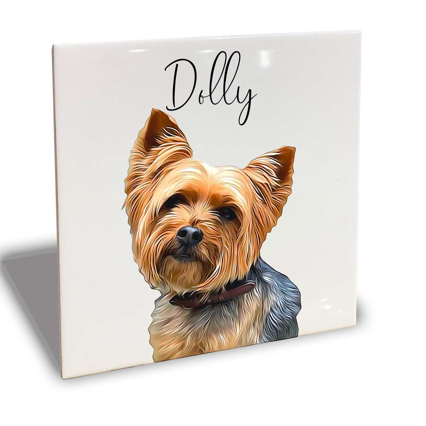 Personalised Pet Portrait on Mounted Tile - Brush Custom Photo Print Dog Cat