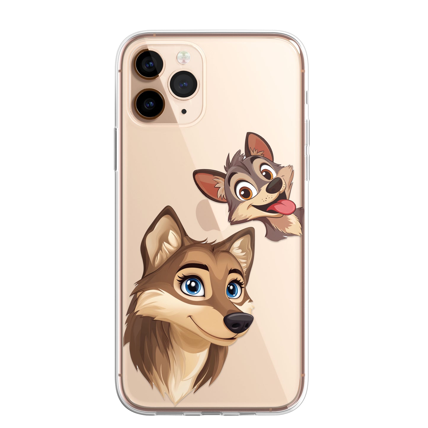 Wolf Custom Cartoon Phone Case Personalised CLEAR Cute Family Splatter Phone Cover Case for iPhone 16 15 14 13 12 11