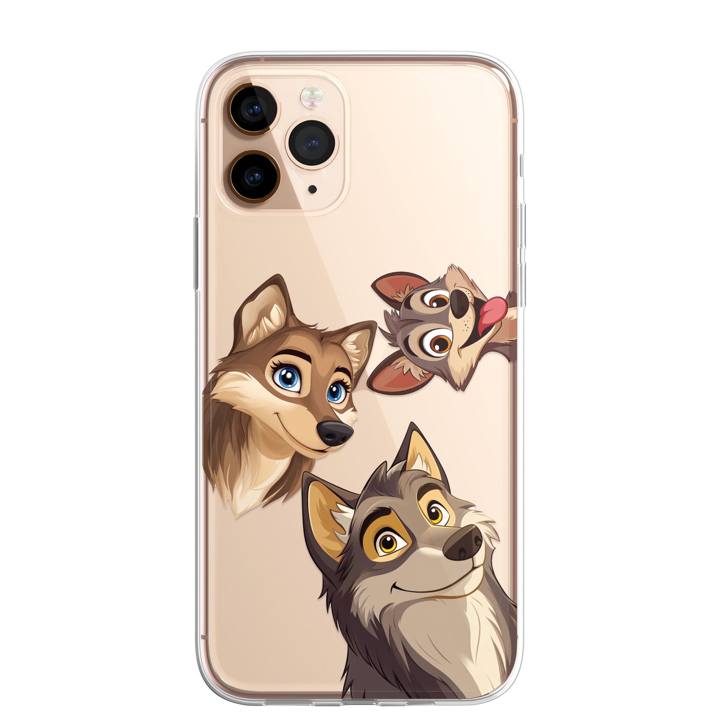 Wolf Custom Cartoon Phone Case Personalised CLEAR Cute Family Splatter Phone Cover Case for iPhone 16 15 14 13 12 11