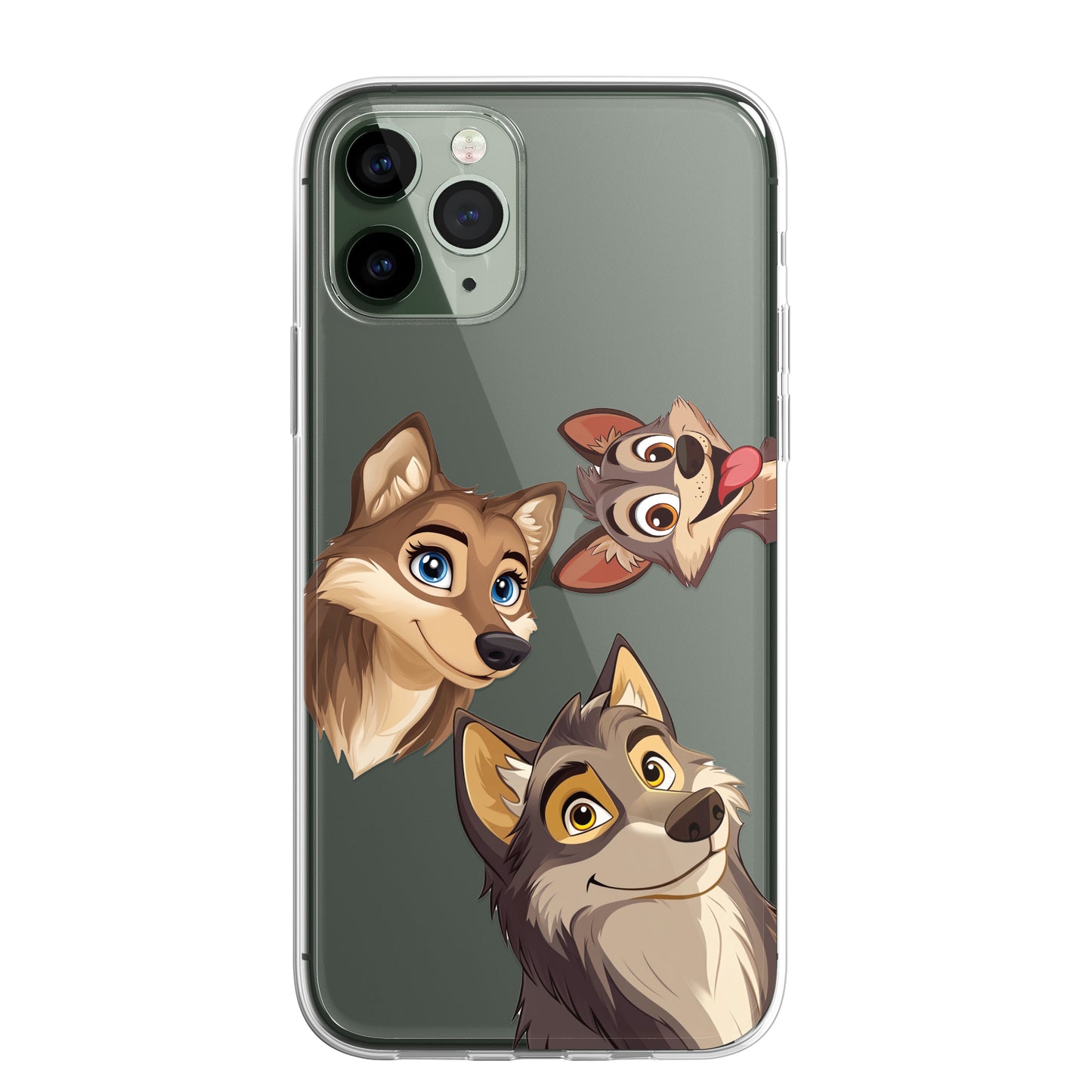 Wolf Custom Cartoon Phone Case Personalised CLEAR Cute Family Splatter Phone Cover Case for iPhone 16 15 14 13 12 11