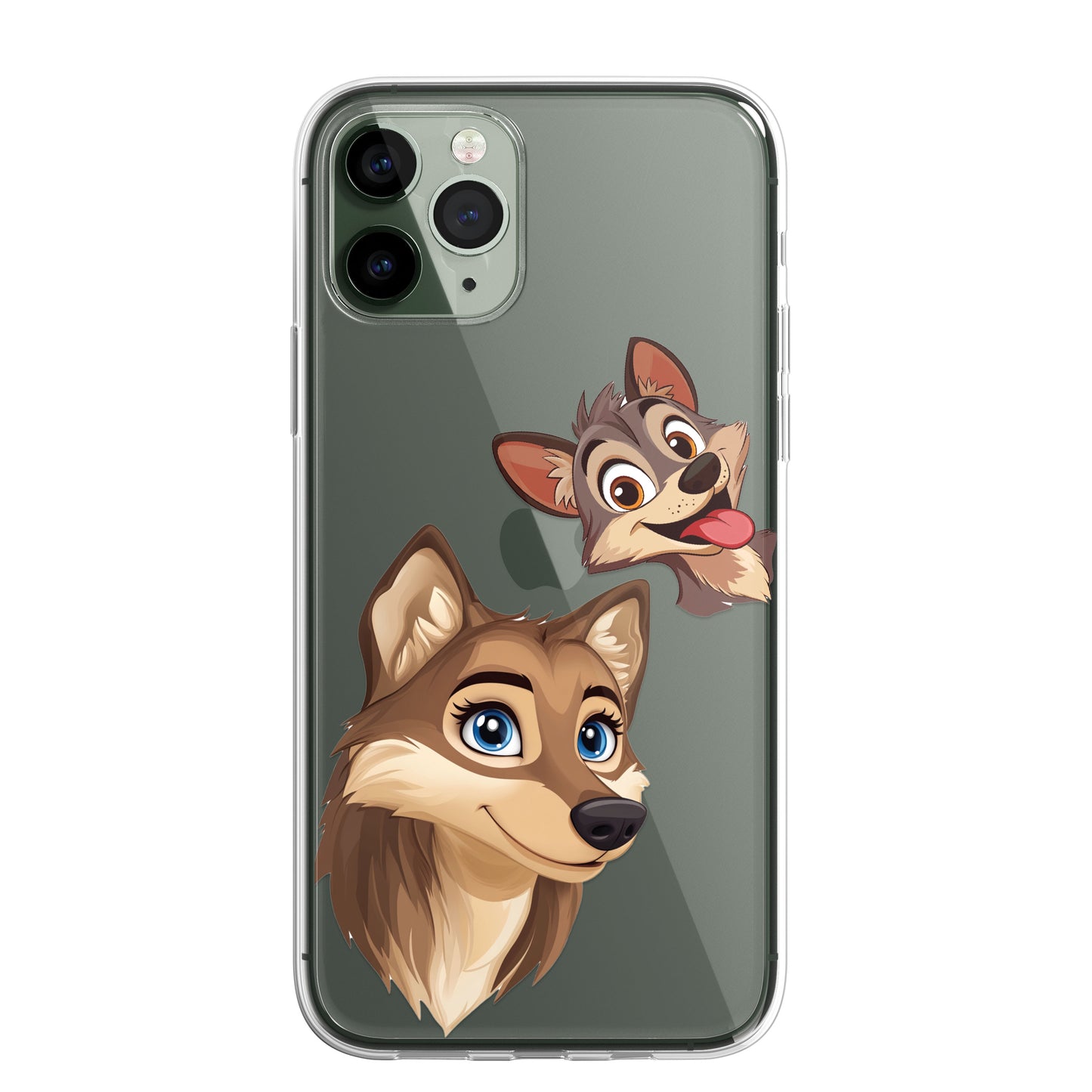 Wolf Custom Cartoon Phone Case Personalised CLEAR Cute Family Splatter Phone Cover Case for iPhone 16 15 14 13 12 11