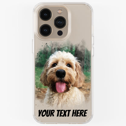 Personalised Pet Portrait Phone Case – Clear Silicone with Custom Brush Art Background | iPhone & Samsung
