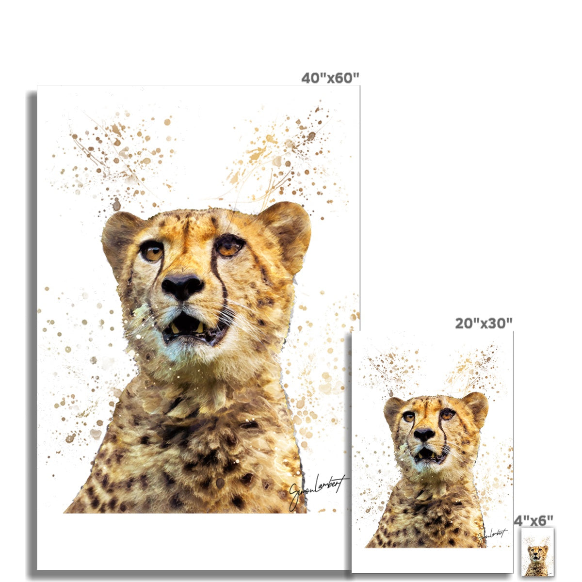 Cheetah Splatter Brush Artwork Fine Art Print