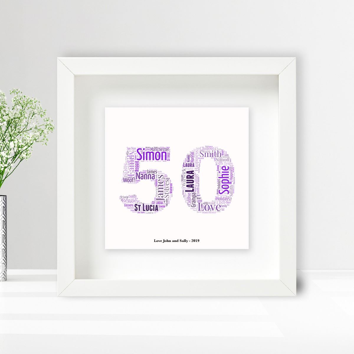 Personalised Word Art Ceramic Print 18th 21st 30th 40th 50th 60th Birthday Gift