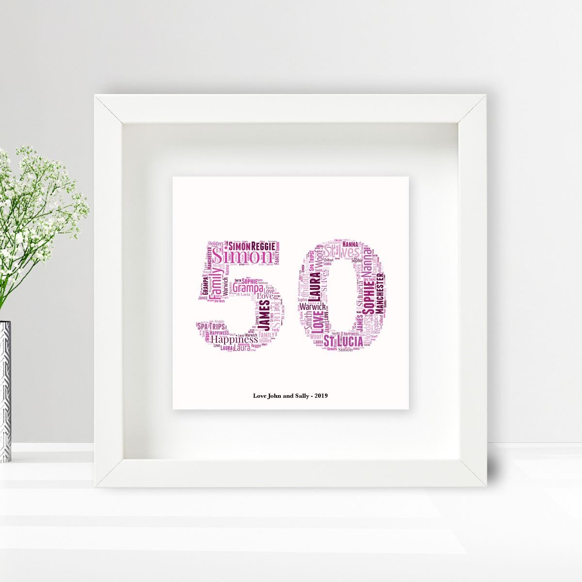 Personalised Word Art Ceramic Print 18th 21st 30th 40th 50th 60th Birthday Gift