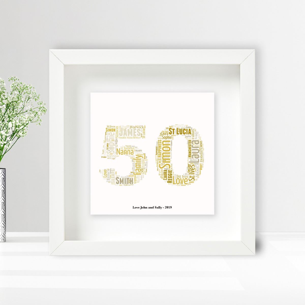 Personalised Word Art Ceramic Print 18th 21st 30th 40th 50th 60th Birthday Gift