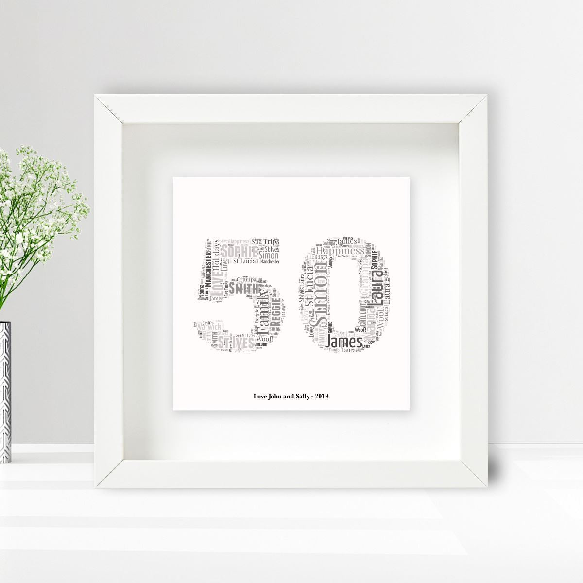 Personalised Word Art Ceramic Print 18th 21st 30th 40th 50th 60th Birthday Gift