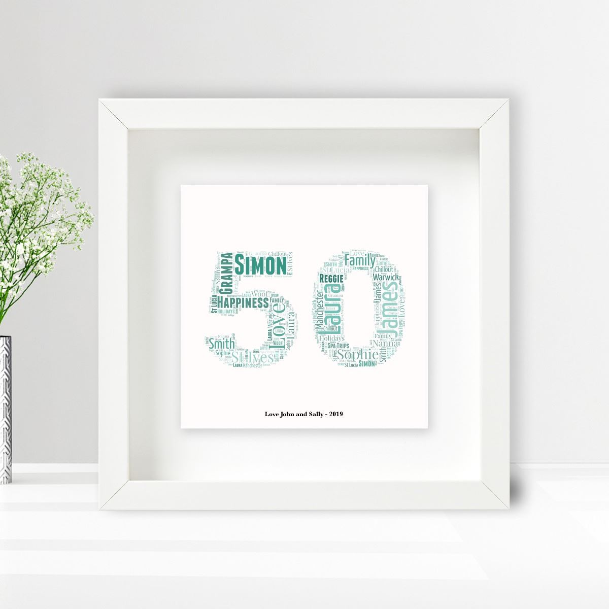 Personalised Word Art Ceramic Print 18th 21st 30th 40th 50th 60th Birthday Gift