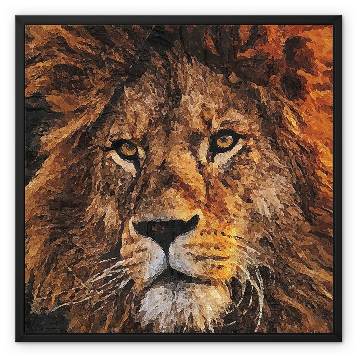 Lion Oil Palette Print Framed Canvas