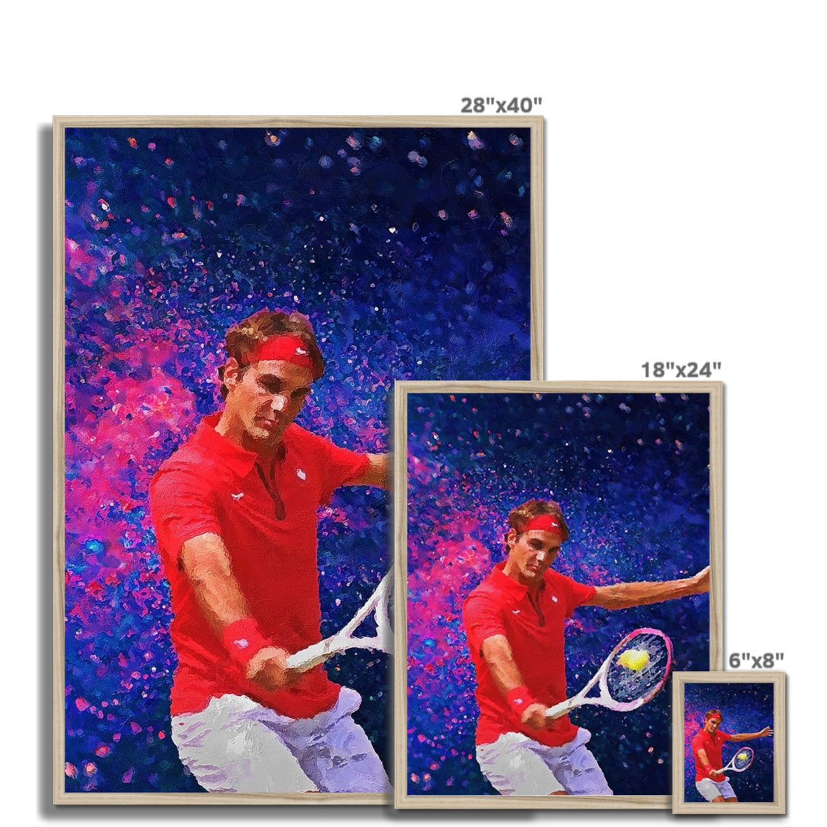 Roger Federer Oil Style Framed Print