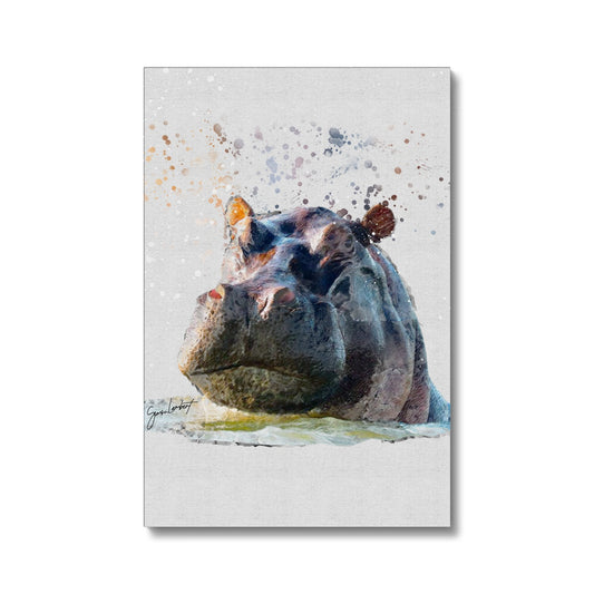 Hippo Splatter Brush Artwork Eco Canvas