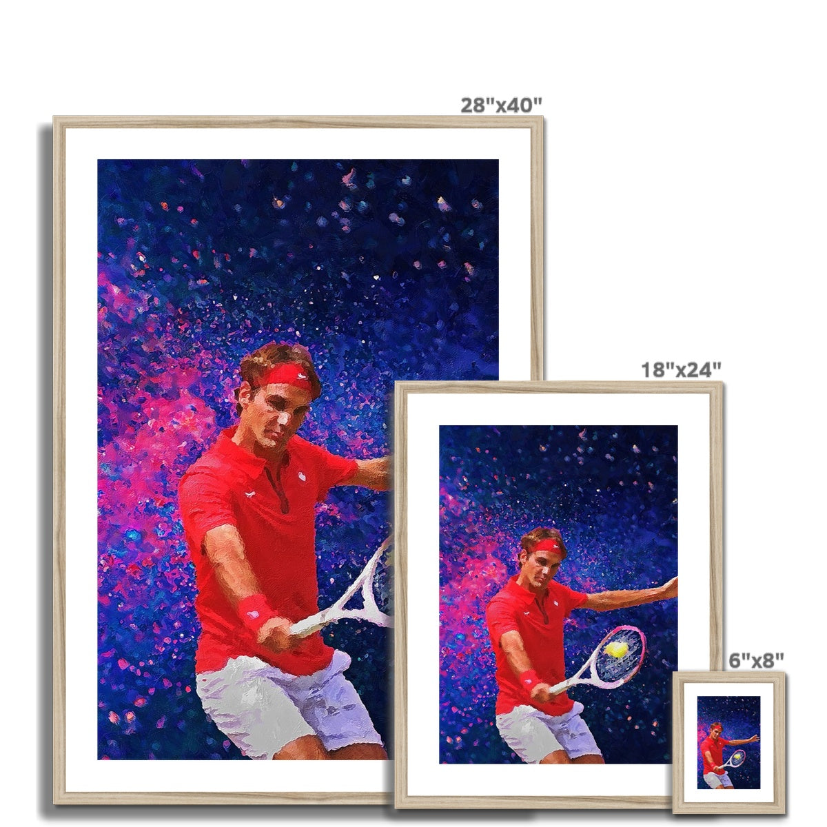 Roger Federer Oil Style Framed & Mounted Print