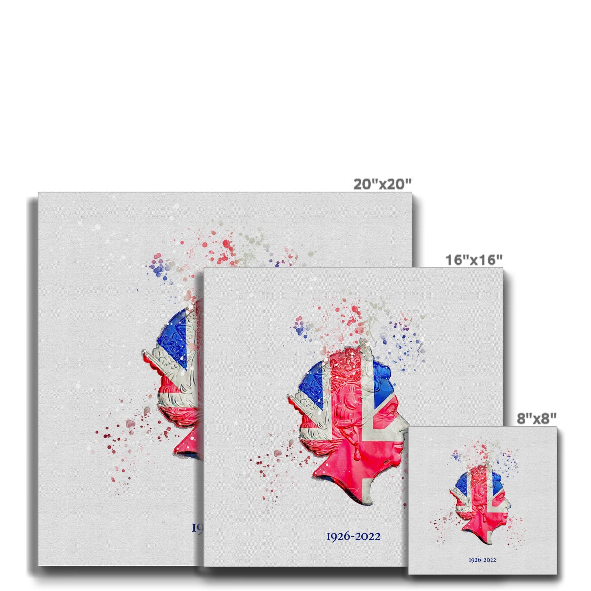 Queen Elizabeth II Commemorative Splatter Artwork Eco Canvas