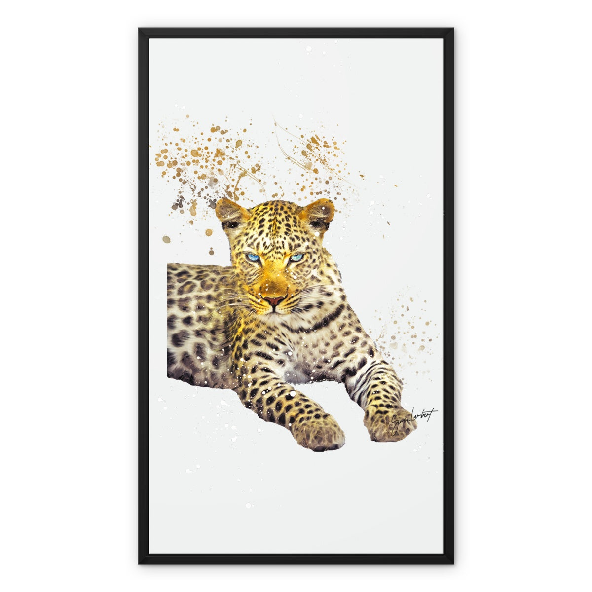 Leopard Splatter Brush Artwork Framed Canvas