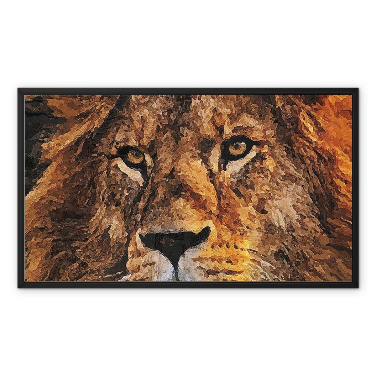 Lion Oil Palette Print Framed Canvas