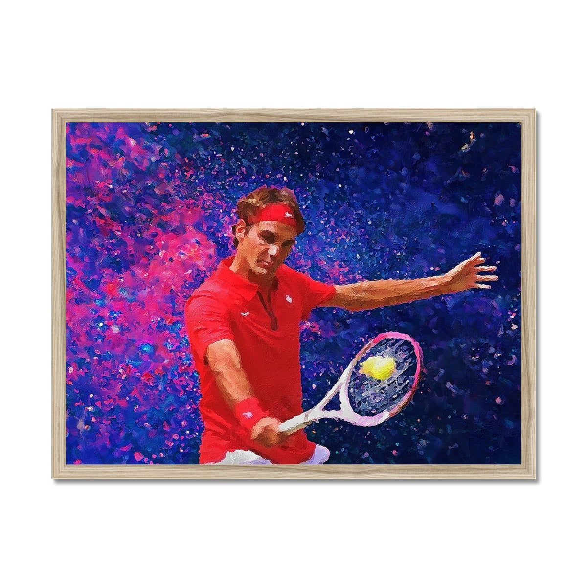 Roger Federer Oil Style Framed Print