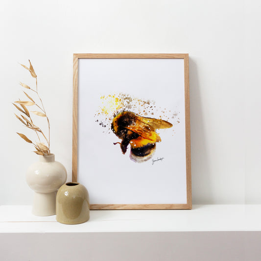 Bumblebee Portrait Splatter Style Artwork Fine Art Print (Unframed)