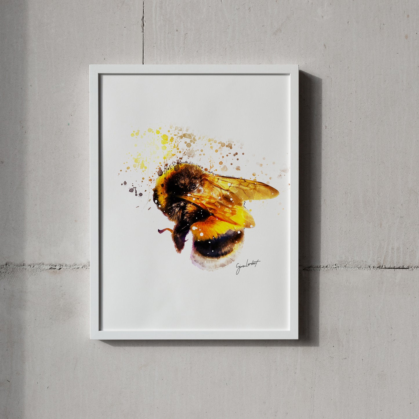 Bumblebee Portrait Splatter Style Artwork Fine Art Print (Unframed)