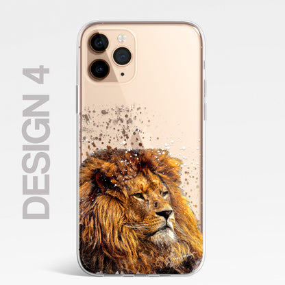 African Animals Phone Case Splatter Art CLEAR Cover Case for iPhone 14 13 12 Pro