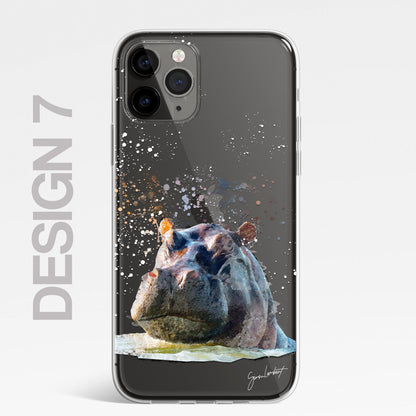 African Animals Phone Case Splatter Art CLEAR Cover Case for iPhone 14 13 12 Pro