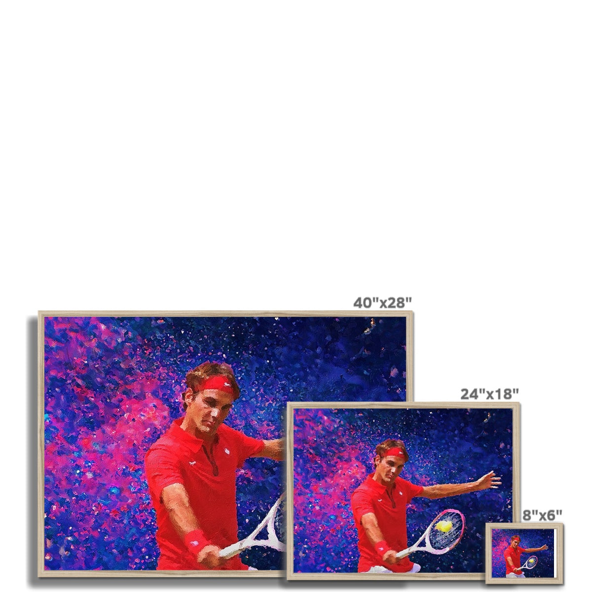 Roger Federer Oil Style Framed Print