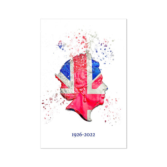 SPECIAL OFFER Queen Elizabeth II Commemorative Splatter Artwork Fine Art Print (Unframed) HALF PRICE
