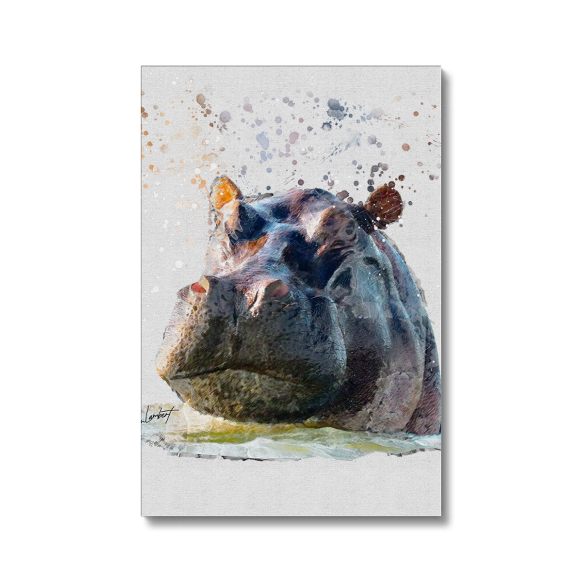 Hippo Splatter Brush Artwork Eco Canvas