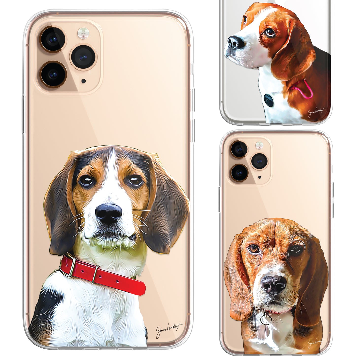 Beagle Dog Phone Case Painting Effect CLEAR Cover Case for iPhone 14 13 12 Pro +