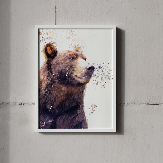 Bear Portrait Splatter Style Artwork Fine Art Print (Unframed)