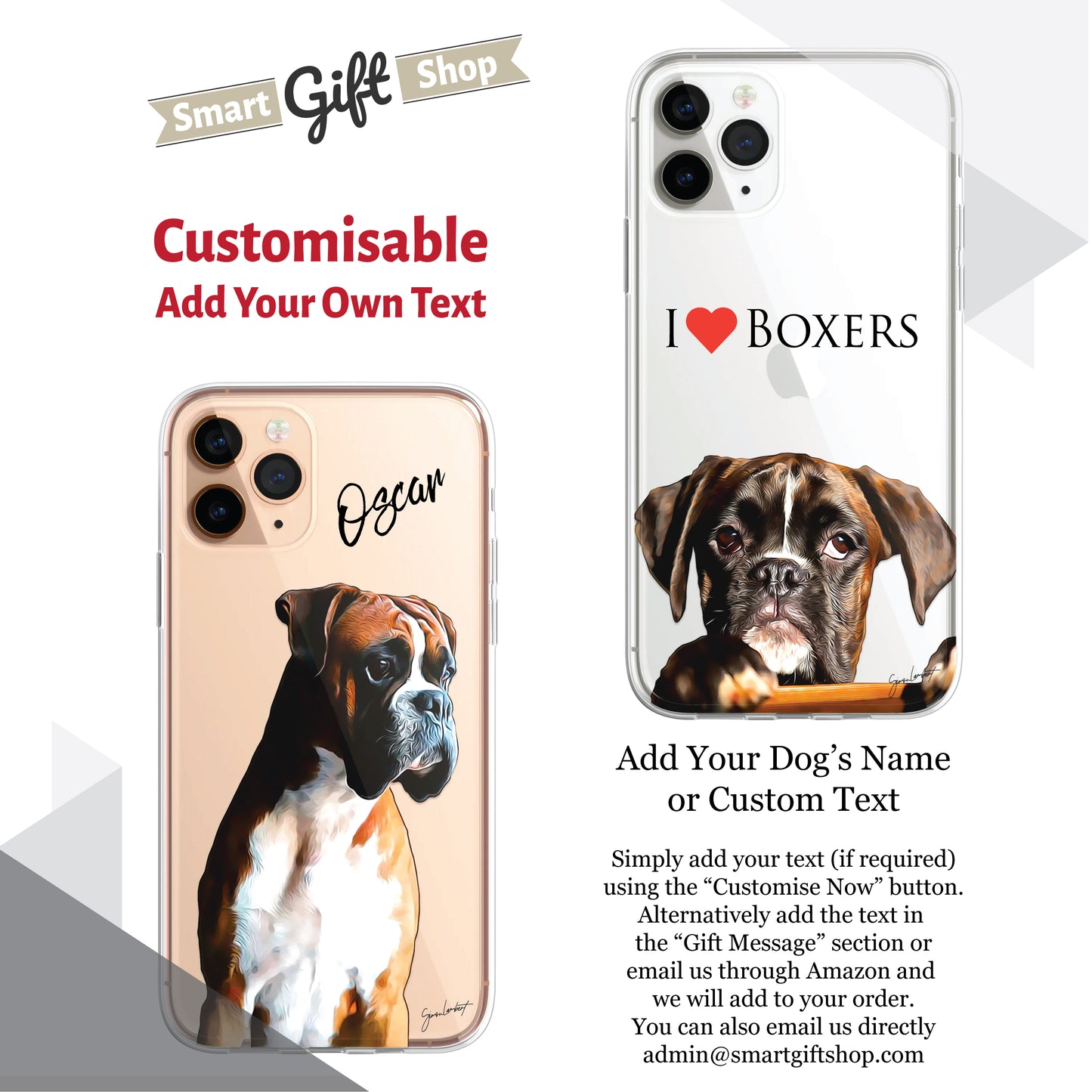 Boxer Dog Phone Case Painting Effect CLEAR Cover Case for iPhone 14 13 12 Pro +