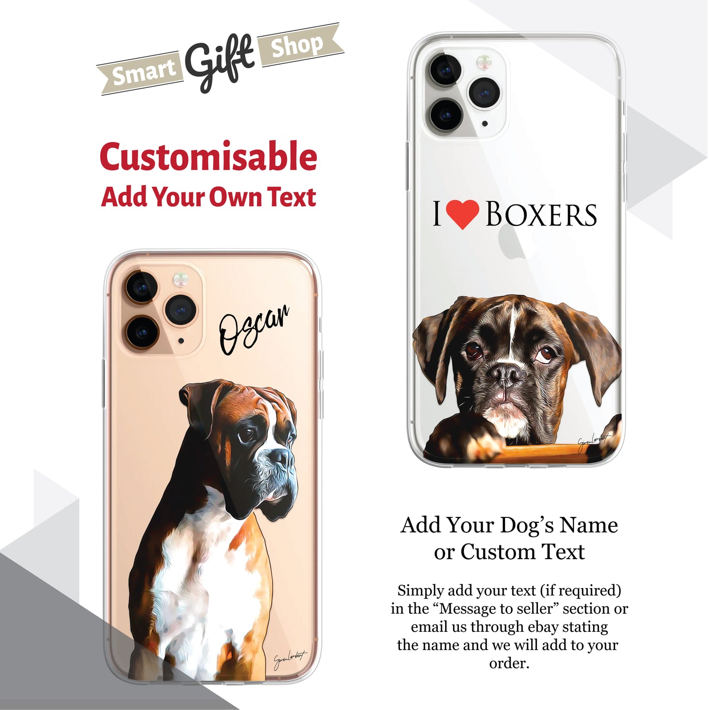 Boxer Dog Phone Case Painting Effect CLEAR Cover Case for iPhone 14 13 12 Pro +