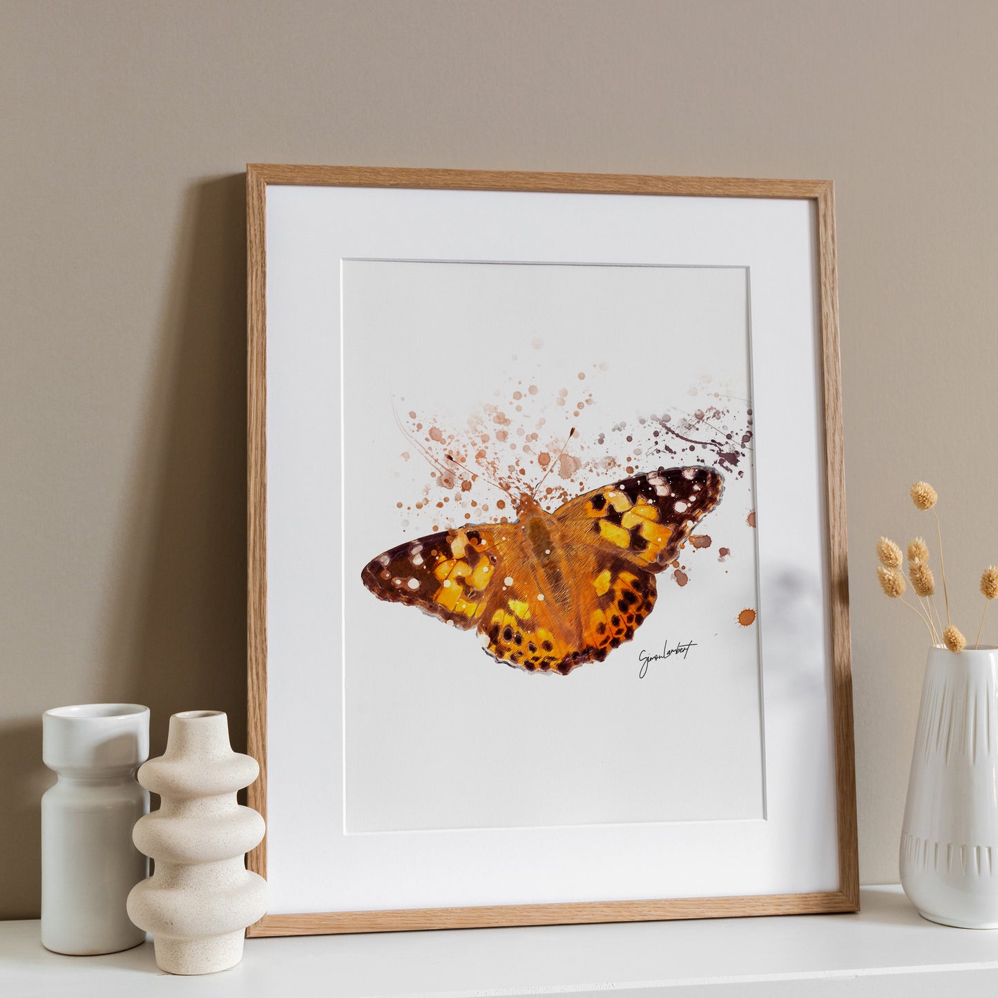 Butterfly Portrait Splatter Style Artwork Fine Art Print (Unframed)