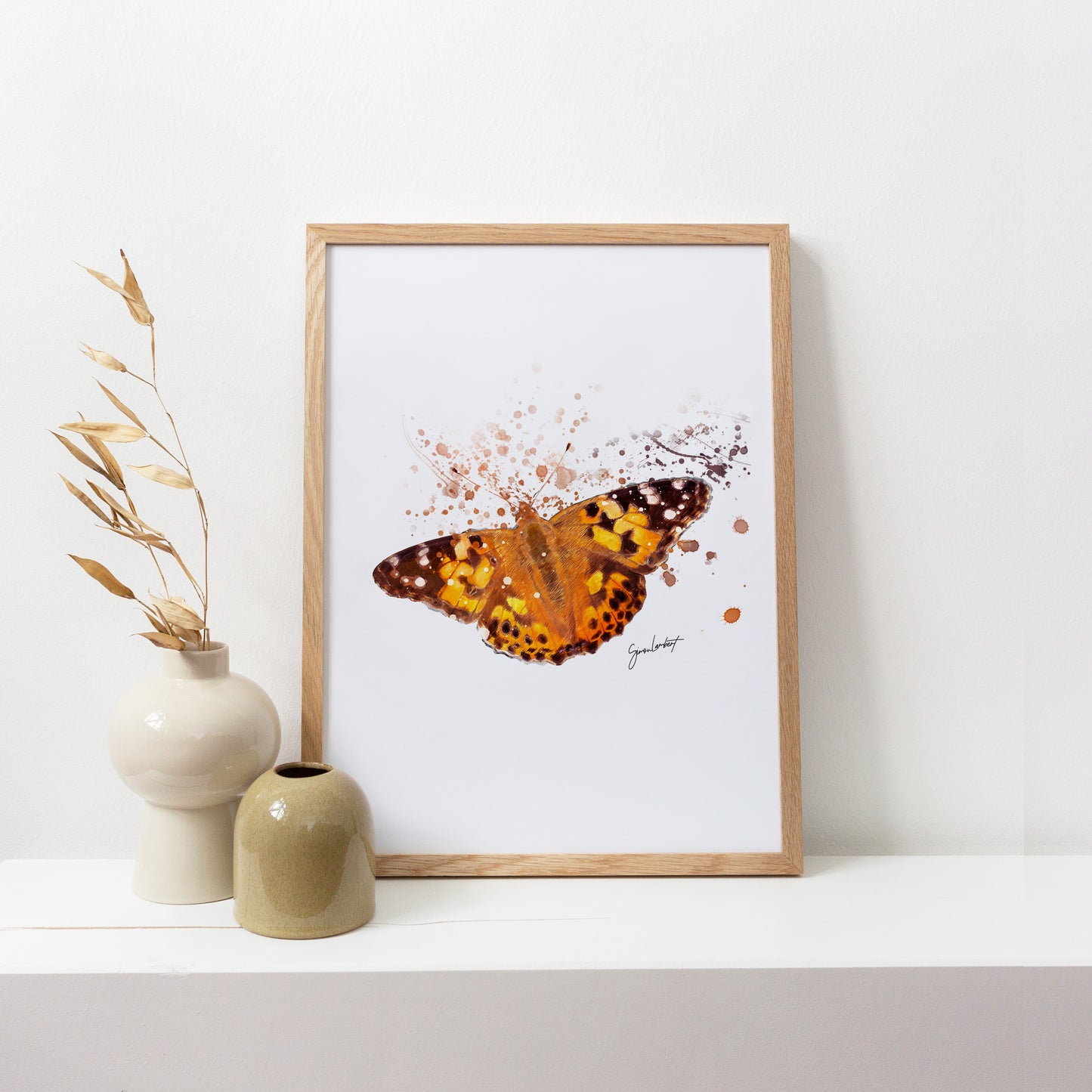 Butterfly Portrait Splatter Style Artwork Fine Art Print (Unframed)