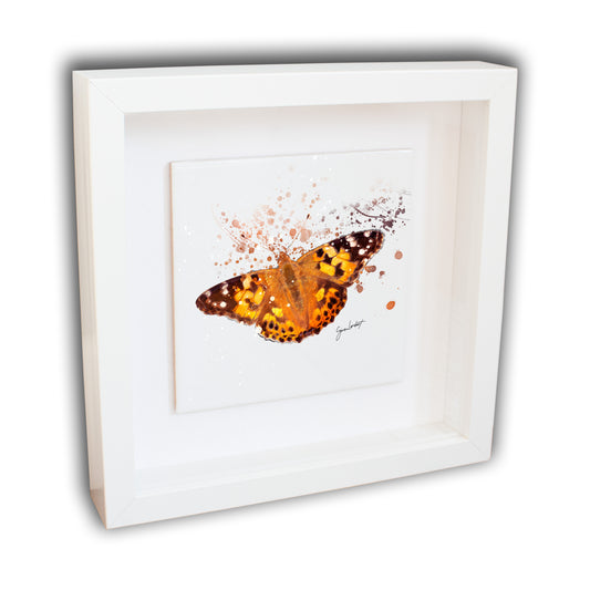 Butterfly Portrait Brush Splatter Style Artwork - Framed CERAMIC TILE Art