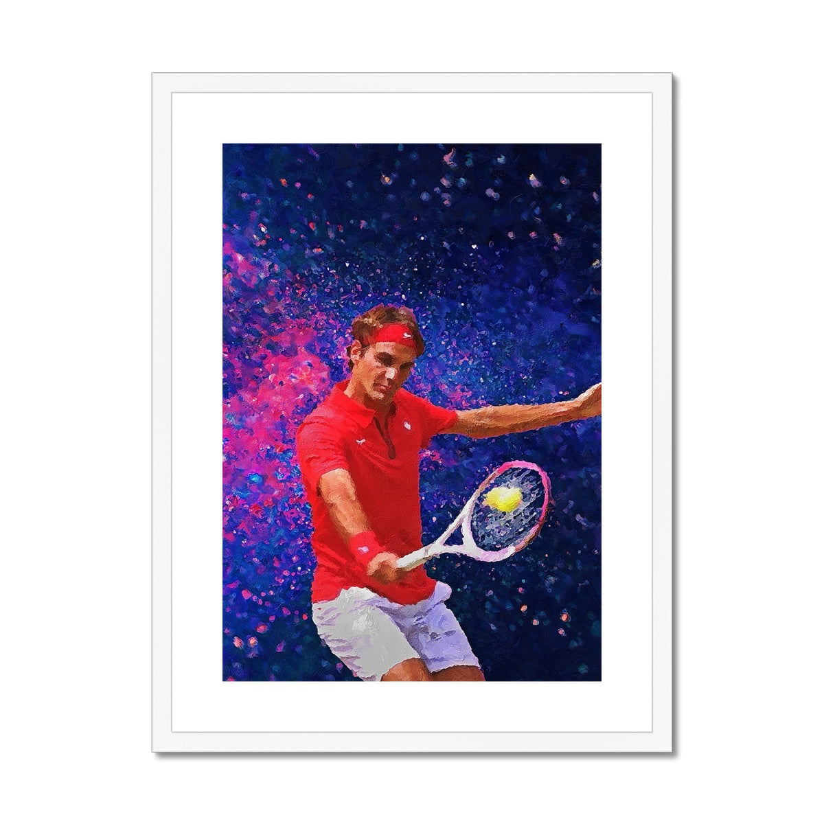 Roger Federer Oil Style Framed & Mounted Print